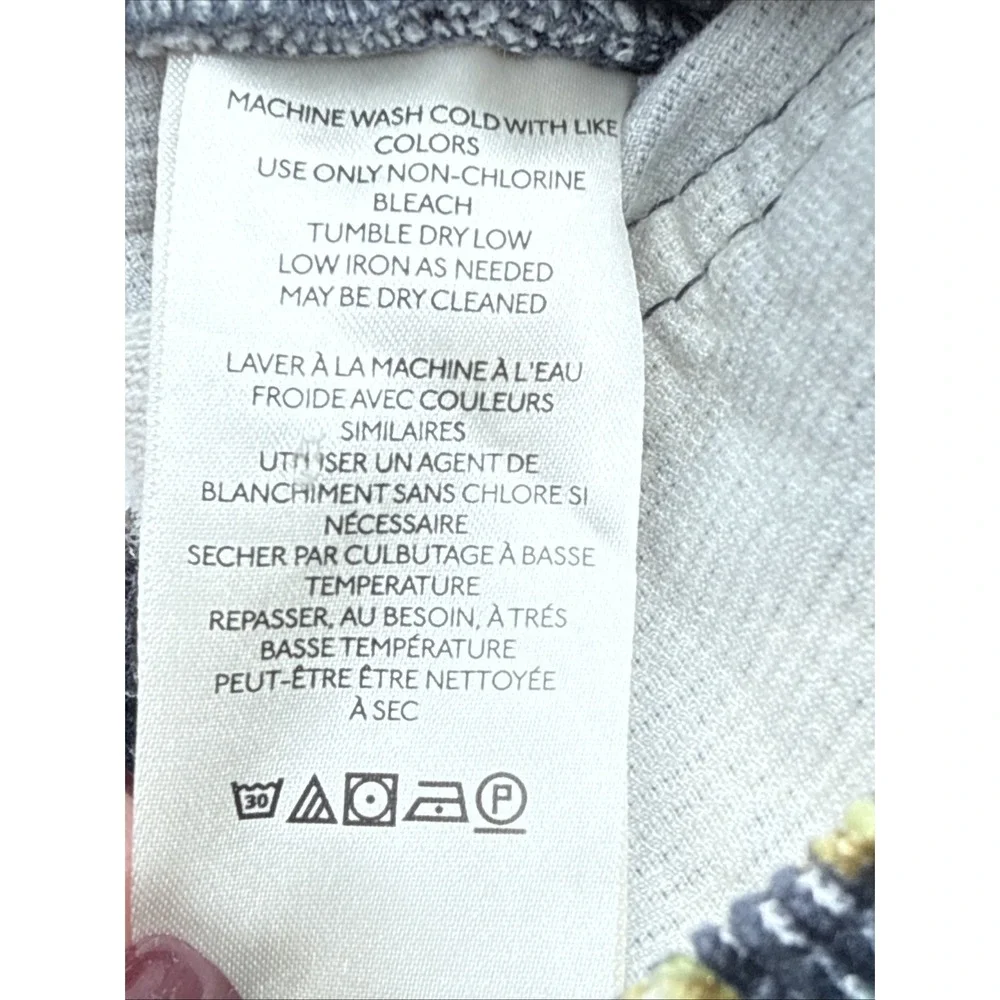 Anthropologie Pilcro The Icon Flare Low Rise Navy Corduroy Print Jeans Size 23 - Picture 10 of 13